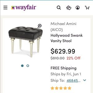 Brand new leather vanity stool with crystals &gems